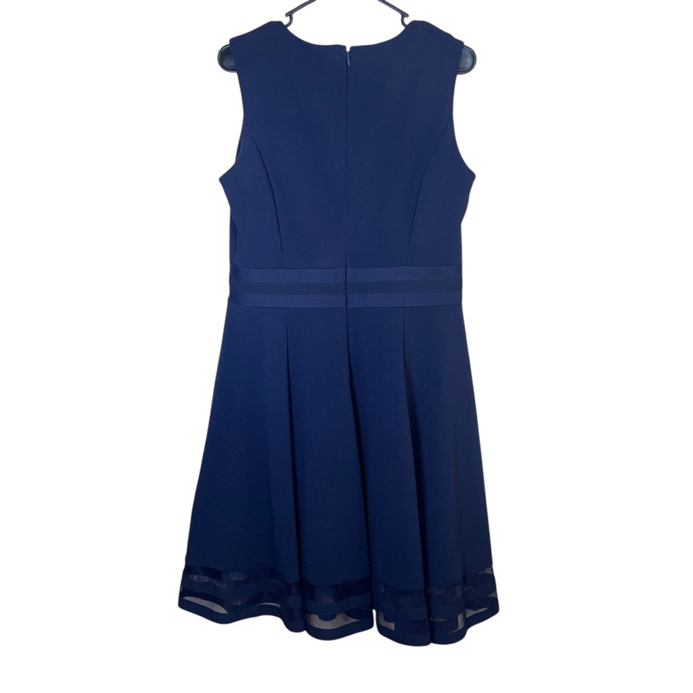 NEW Calvin Klein Illusion-Trim Fit & Flare A-Line Dress Navy Sleeveless Size 12 - Picture 8 of 10